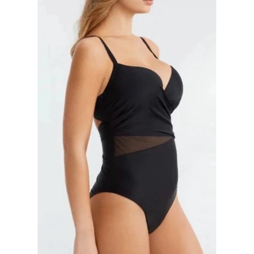 PANACHE | 12 | NOIR Serenity Moulded Plunge One-Piece Push-Up Swimsuit